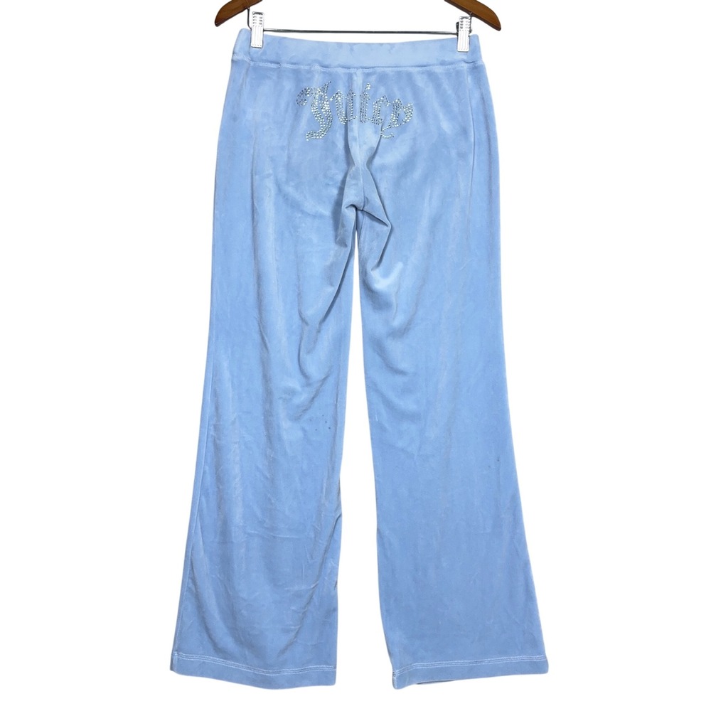 Juicy Couture Velour Y2K Flare Pants Womens Size Small‎ Rhinestone Blue McBling